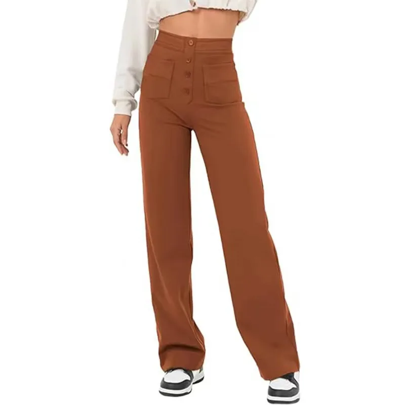 Core Line High-Waist Wide-Leg Trousers with Pocket Detailing