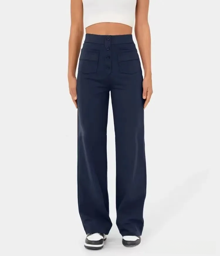 Core Line High-Waist Wide-Leg Trousers with Pocket Detailing
