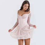 Load image into Gallery viewer, Halo Lace & Mesh Corset Mini Dress with Sheer Sleeves