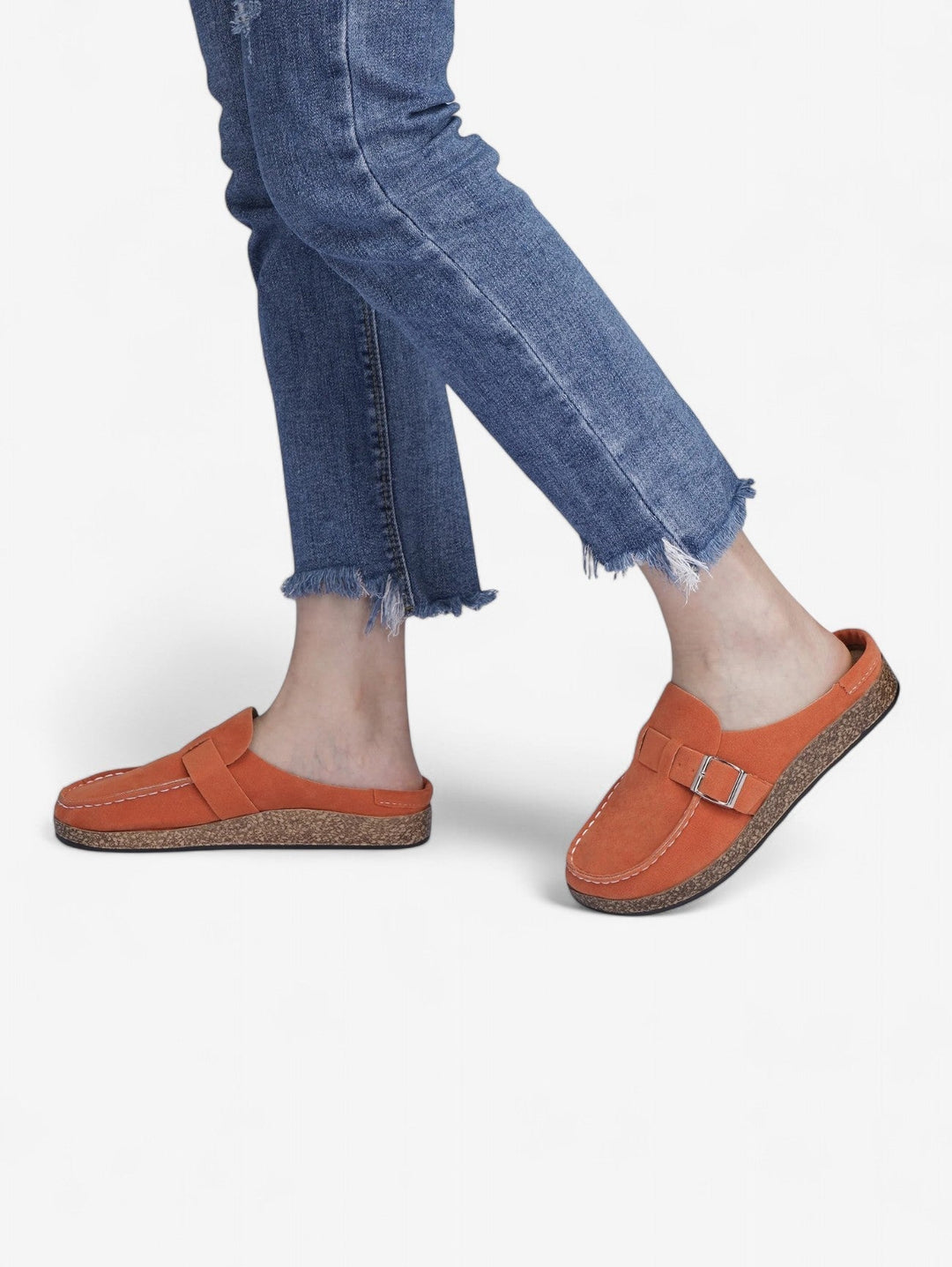 Jada Slip-On Mules | Faux Suede Clogs with Buckle Detail