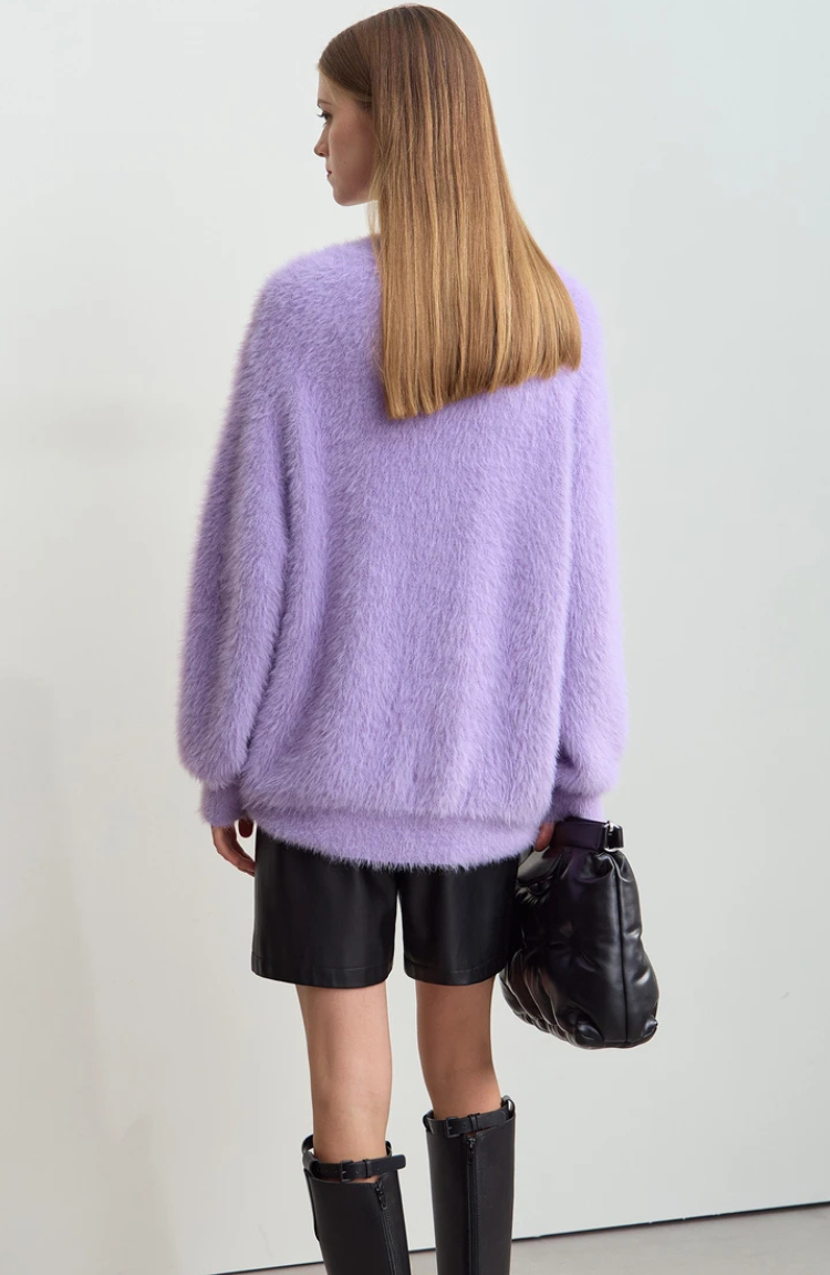 Core Line Fuzzy Knit Sweater | Relaxed Fit | Soft Texture