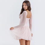 Load image into Gallery viewer, Halo Lace & Mesh Corset Mini Dress with Sheer Sleeves