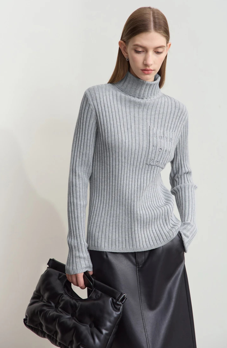 Ribbed Turtleneck Sweater | Soft Cashmere Blend | Fitted Silhouette