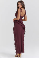 Load image into Gallery viewer, Halo Ruffle Split Maxi Dress | Square Neckline, Sleeveless, Draped Hem
