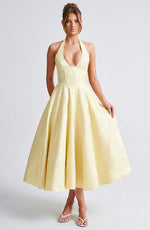 Load image into Gallery viewer, Halter Neck Satin Midi Dress | A-Line Silhouette