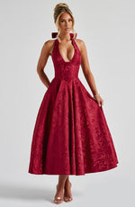 Load image into Gallery viewer, Halter Neck Satin Midi Dress | A-Line Silhouette