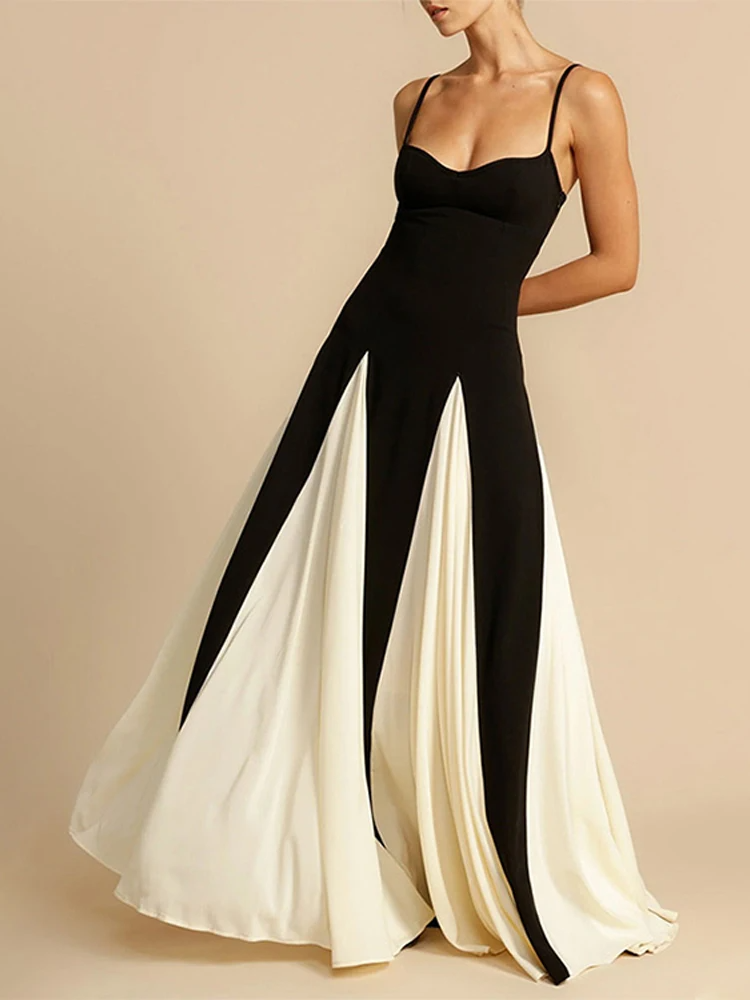 Halo Angélique Maxi Dress | Two-Tone Fit and Flare, Spaghetti Straps