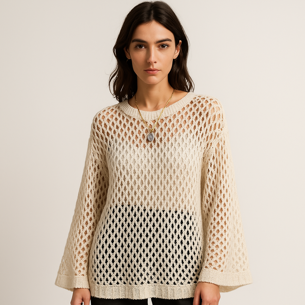 Solenne Open-Knit Sweater | Crochet Texture | Light Summer Layer