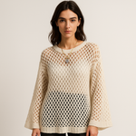 Load image into Gallery viewer, Solenne Open-Knit Sweater | Crochet Texture | Light Summer Layer