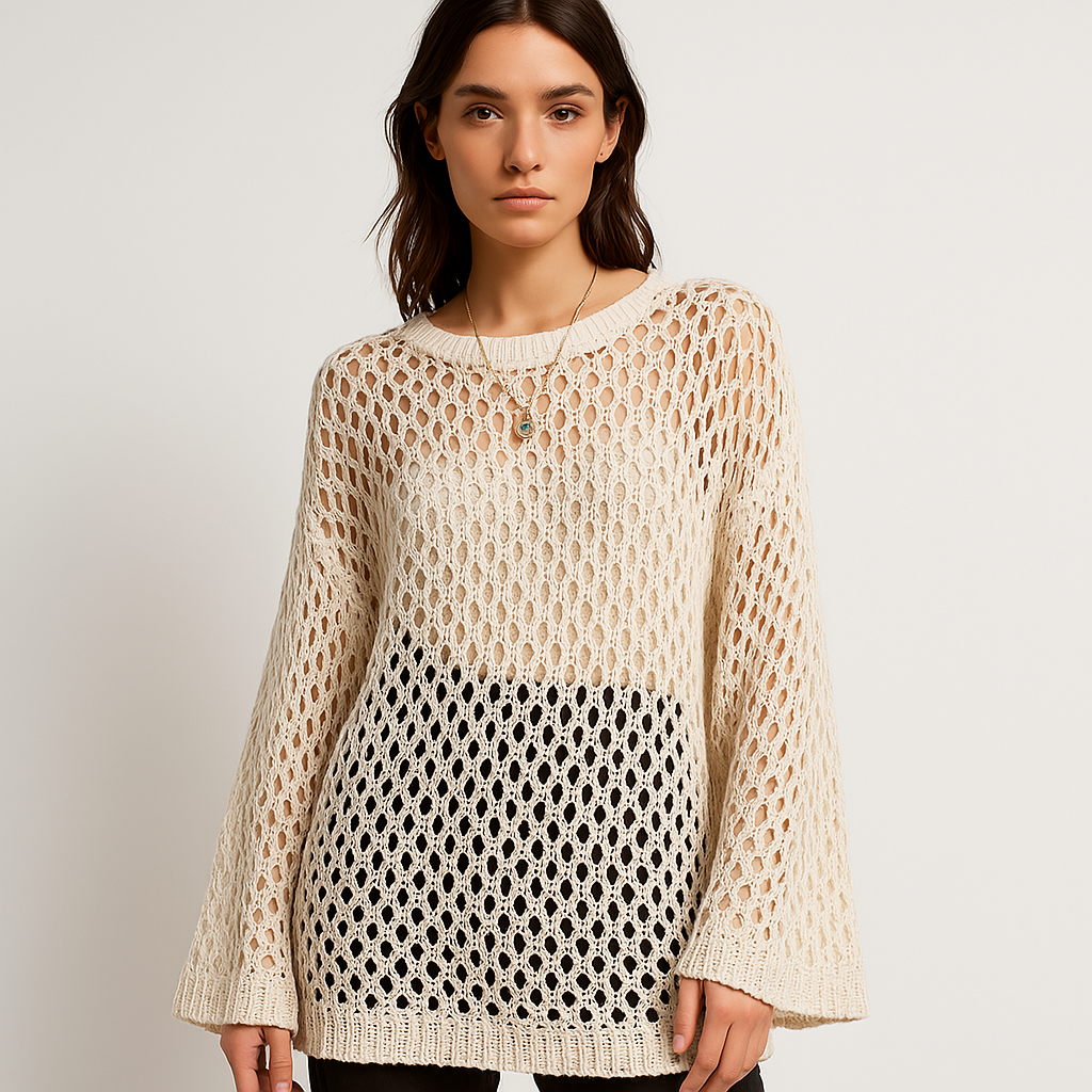 Solenne Open-Knit Sweater | Crochet Texture | Light Summer Layer