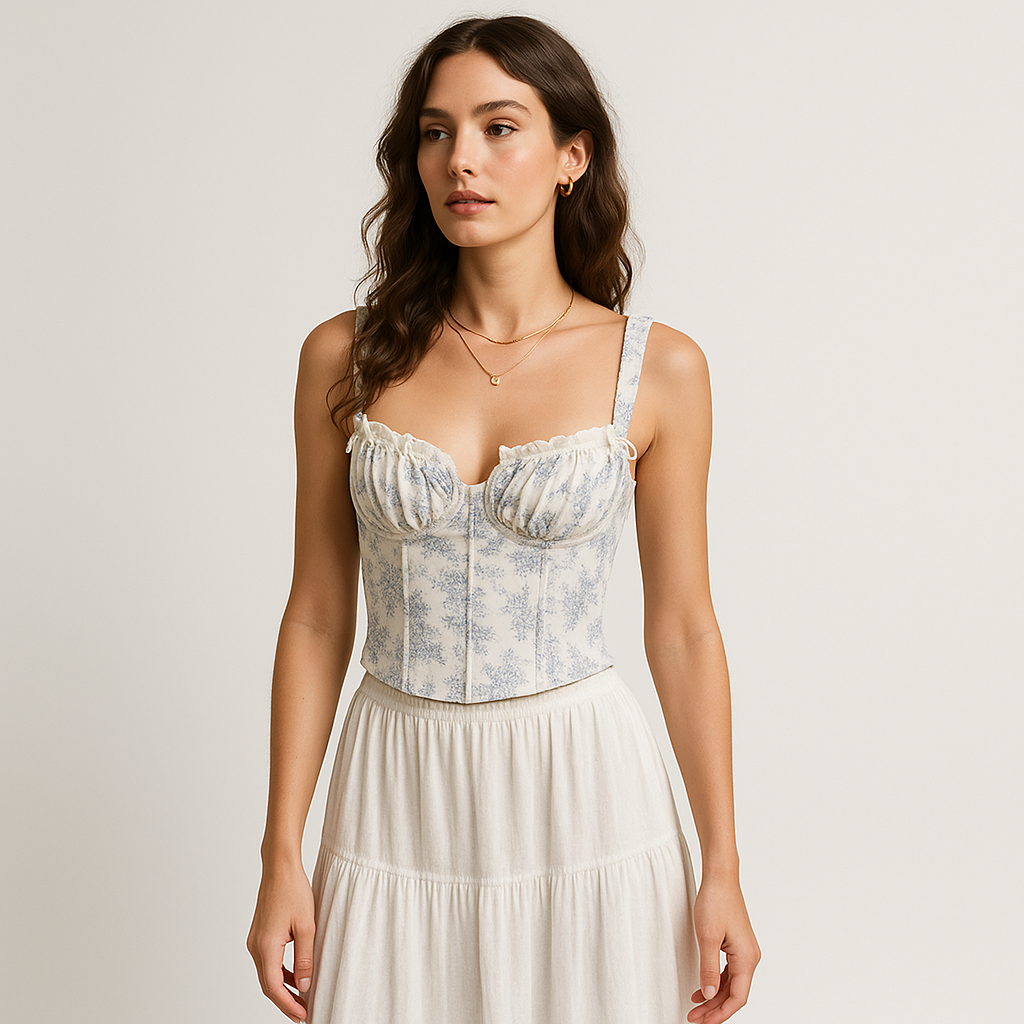 Floral Corset Top | Romantic Vintage Silhouette