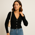 Load image into Gallery viewer, Ribbed Button Cardigan | V-Neck | Slim Fit