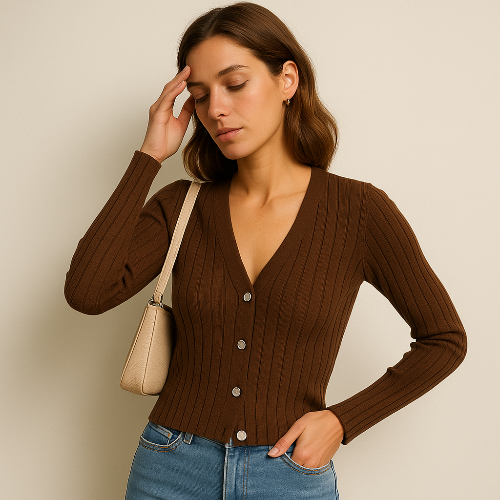 Ribbed Button Cardigan | V-Neck | Slim Fit