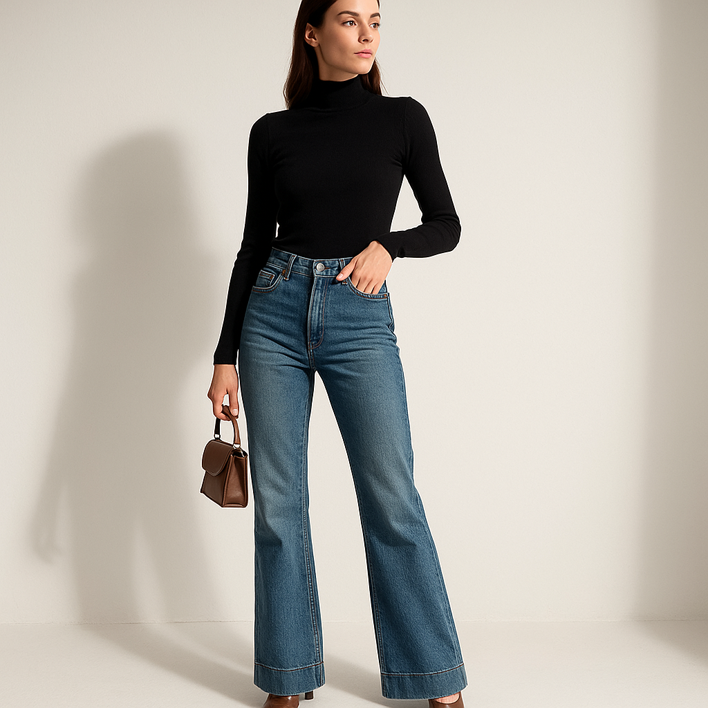 High-Waist Flared Jeans | Structured Denim | Core Line Collection