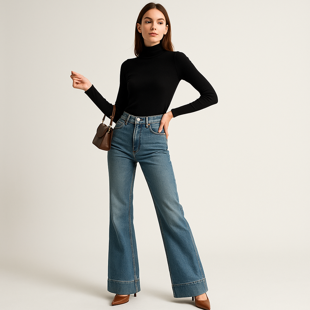 High-Waist Flared Jeans | Structured Denim | Core Line Collection