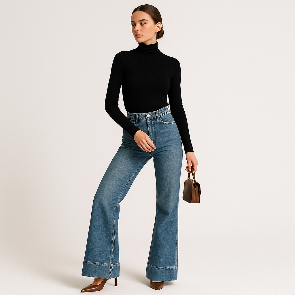 High-Waist Flared Jeans | Structured Denim | Core Line Collection