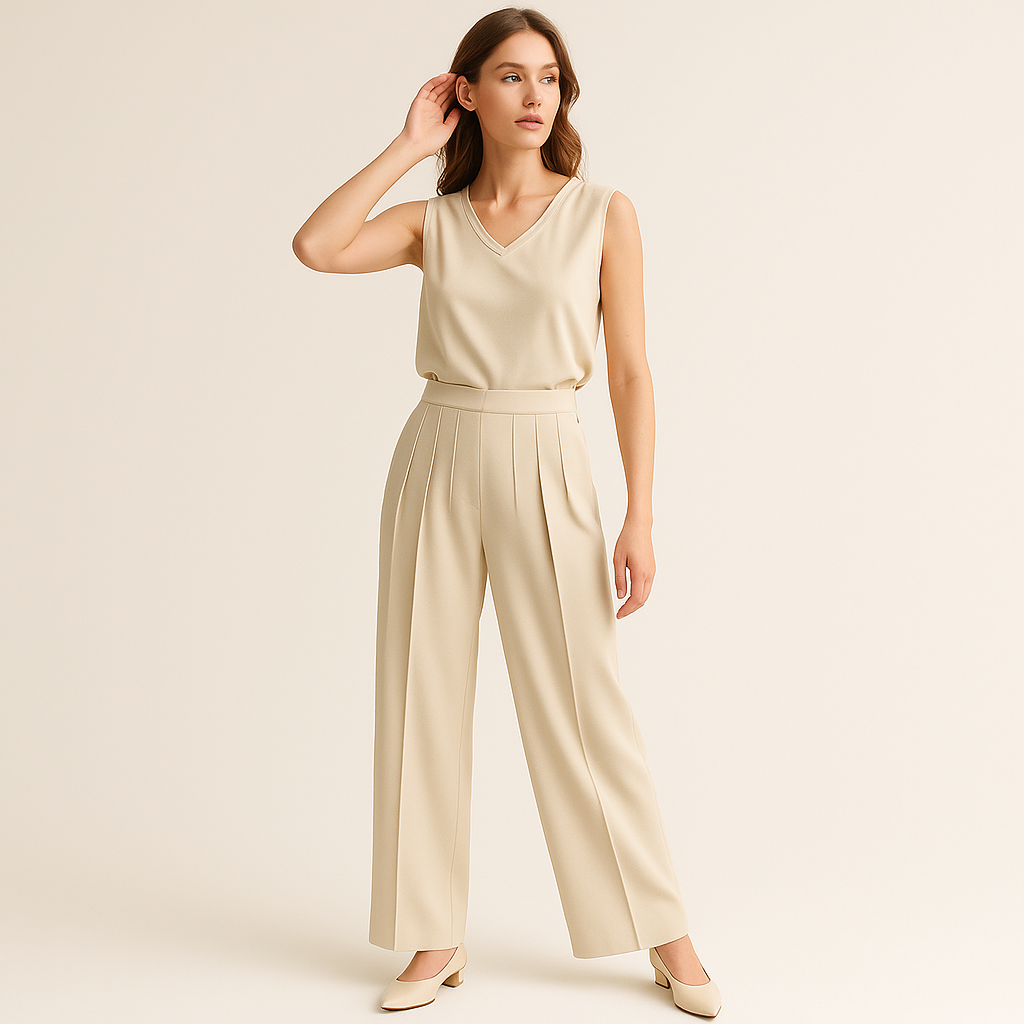 Pleated High-Waist Trousers | Flowing Wide Leg | Contemporary Minimalism