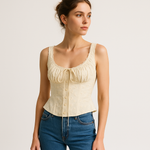 Load image into Gallery viewer, Embroidered Corset Top | Lace Straps | Peplum Silhouette