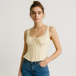 Load image into Gallery viewer, Embroidered Corset Top | Lace Straps | Peplum Silhouette