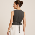Load image into Gallery viewer, Sleeveless Wrap Waistcoat | Ring Detail | Structured Fit