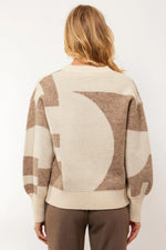 Load image into Gallery viewer, Core Line Geometric Knit Sweater | V-Neck | Balloon Sleeve