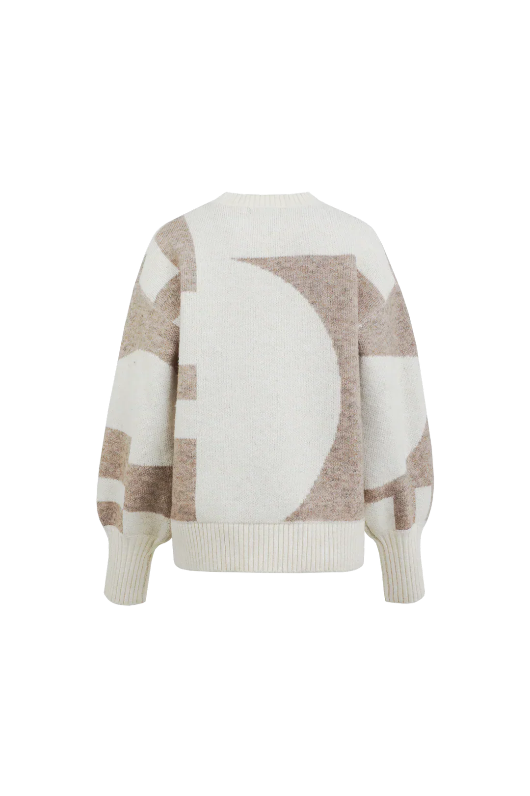 Core Line Geometric Knit Sweater | V-Neck | Balloon Sleeve