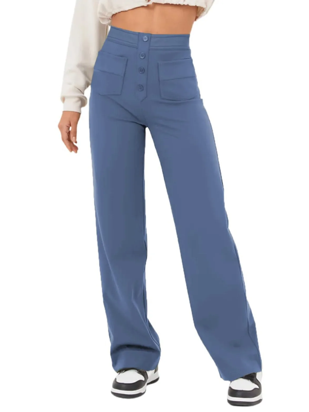 Core Line High-Waist Wide-Leg Trousers with Pocket Detailing