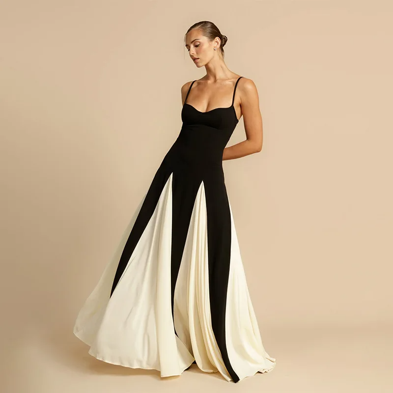 Halo Angélique Maxi Dress | Two-Tone Fit and Flare, Spaghetti Straps