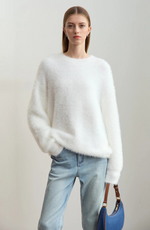Load image into Gallery viewer, Core Line Fuzzy Knit Sweater | Relaxed Fit | Soft Texture