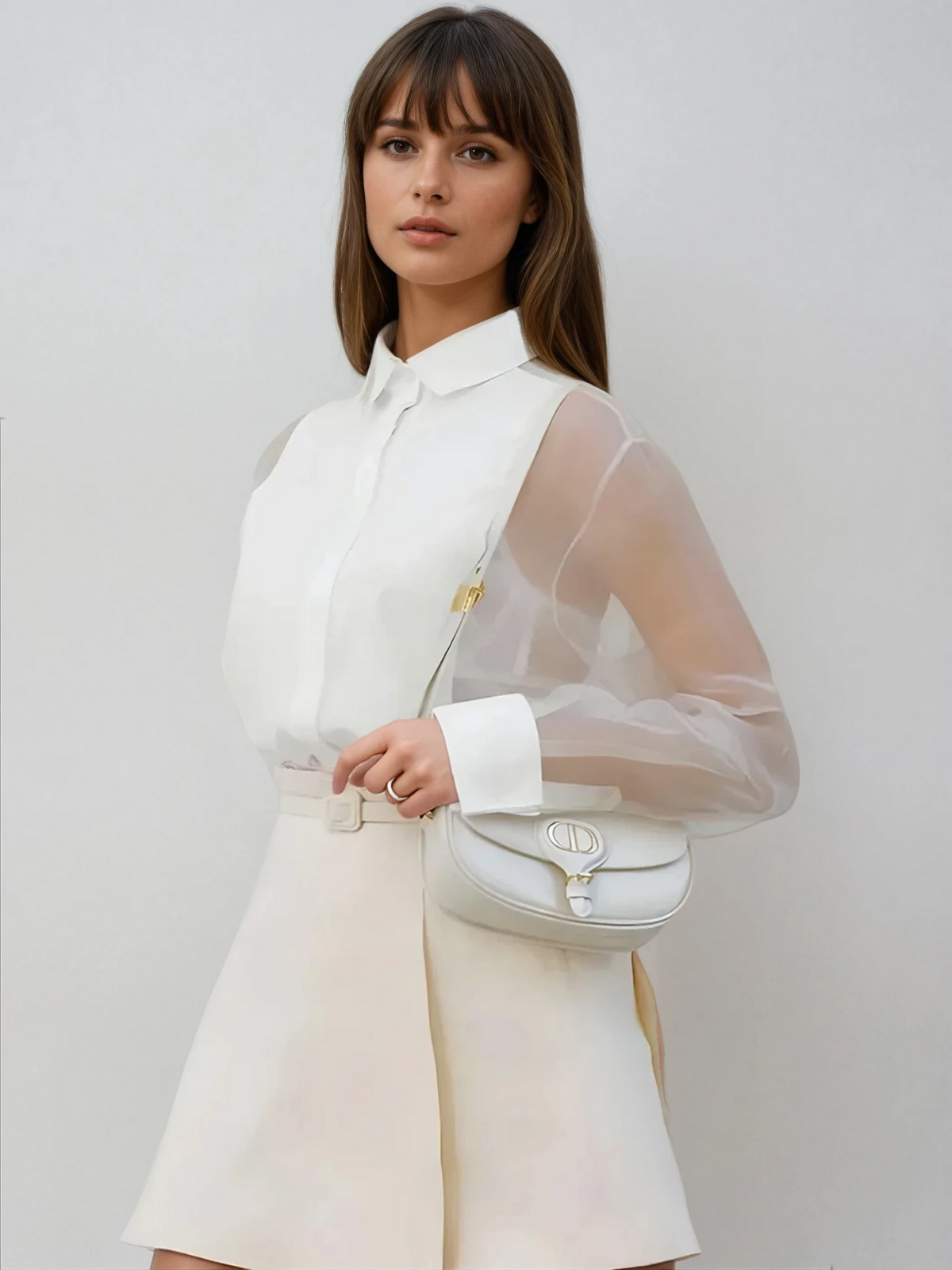 Forma Sheer Organza Blouse | Puff Sleeve | Lapel Collar