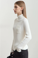 Load image into Gallery viewer, Ribbed Turtleneck Sweater | Soft Cashmere Blend | Fitted Silhouette