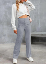 Load image into Gallery viewer, Core Line High-Waist Wide-Leg Trousers with Pocket Detailing
