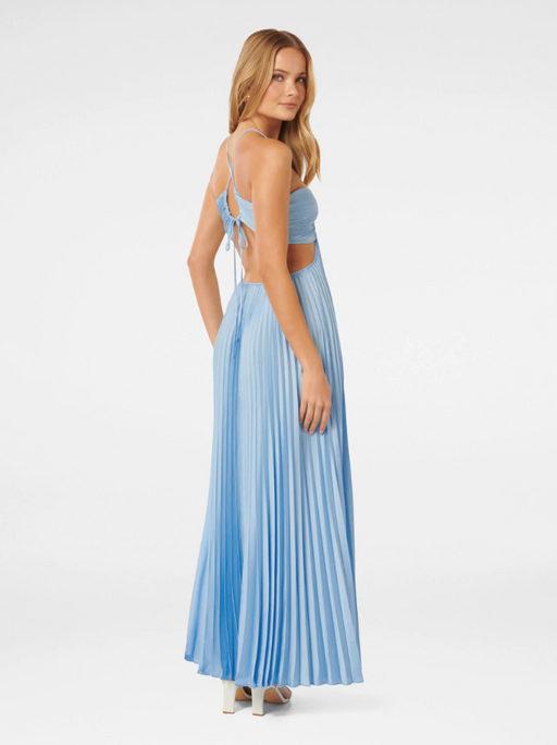 Solenne Soraya Pleated Maxi Dress | Halterneck Bustier | Flowing Skirt