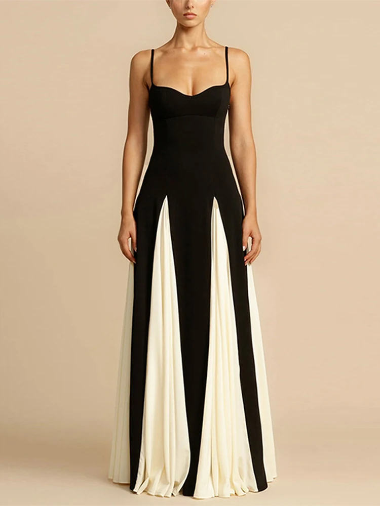 Halo Angélique Maxi Dress | Two-Tone Fit and Flare, Spaghetti Straps