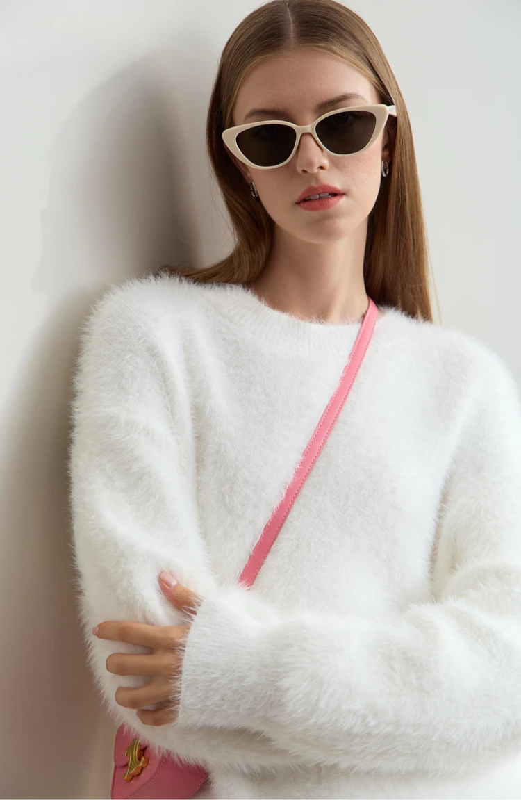 Core Line Fuzzy Knit Sweater | Relaxed Fit | Soft Texture