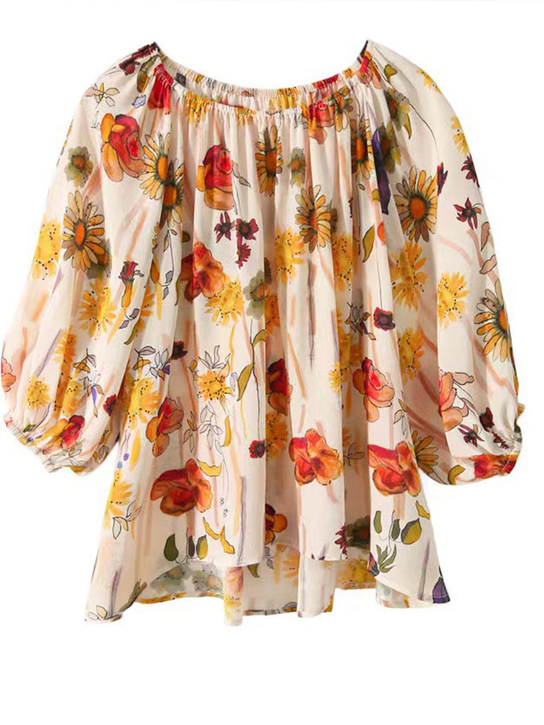 Floral Blouse | Puff Sleeves | Solenne Collection