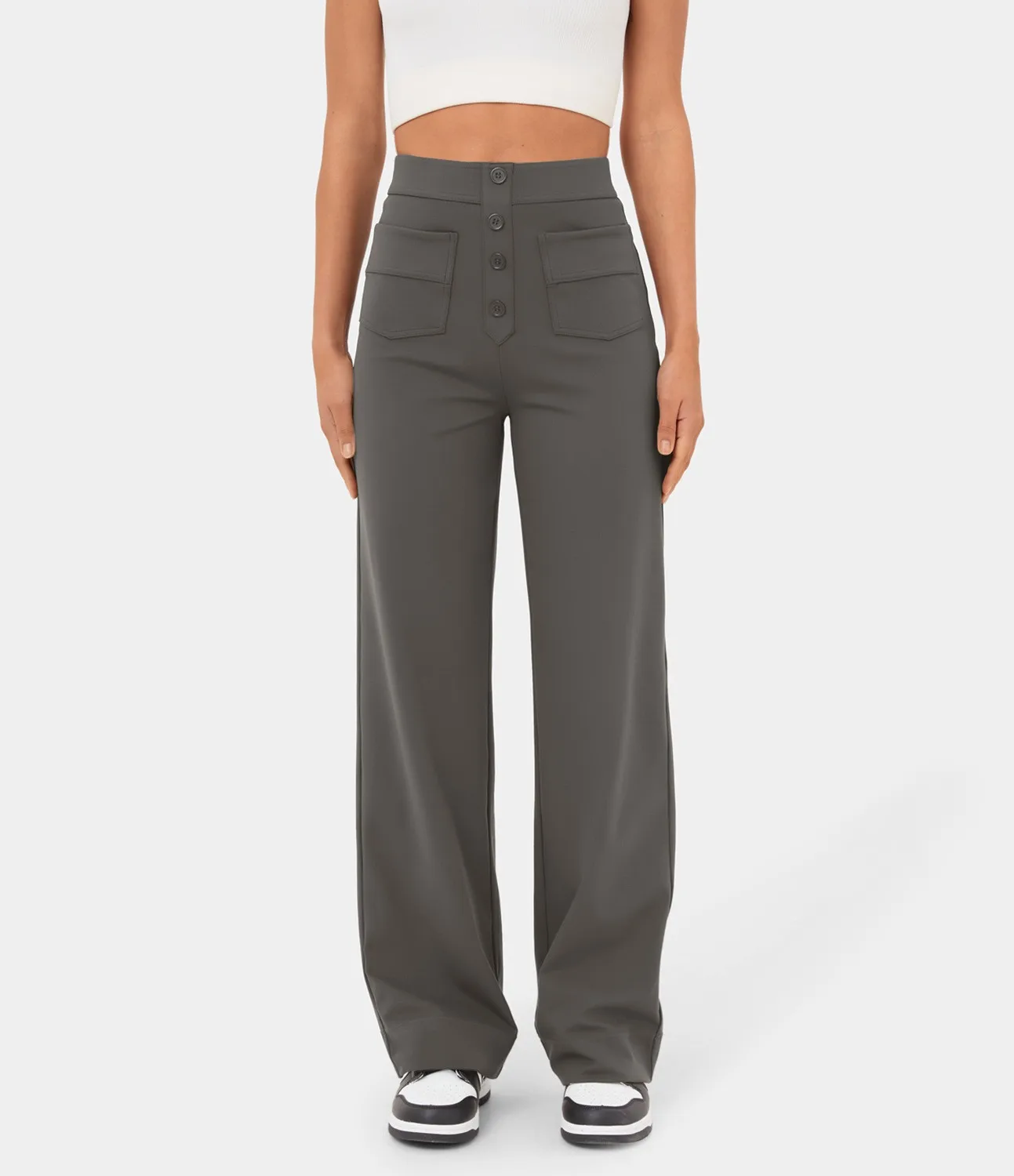 Core Line High-Waist Wide-Leg Trousers with Pocket Detailing