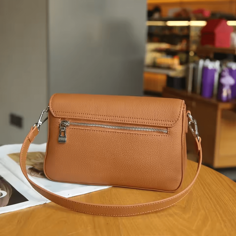 Forma Leather Shoulder Bag | Small Square Underarm, Cowhide, Zip Closure