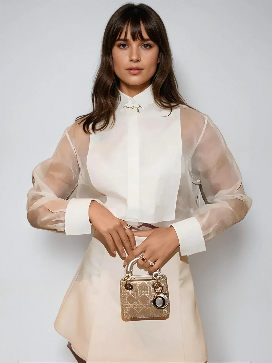 Forma Sheer Organza Blouse | Puff Sleeve | Lapel Collar