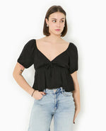 Load image into Gallery viewer, Peplum Blouse | Puff Sleeves | V-Neck | Light Summer Top