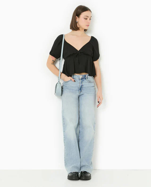 Peplum Blouse | Puff Sleeves | V-Neck | Light Summer Top