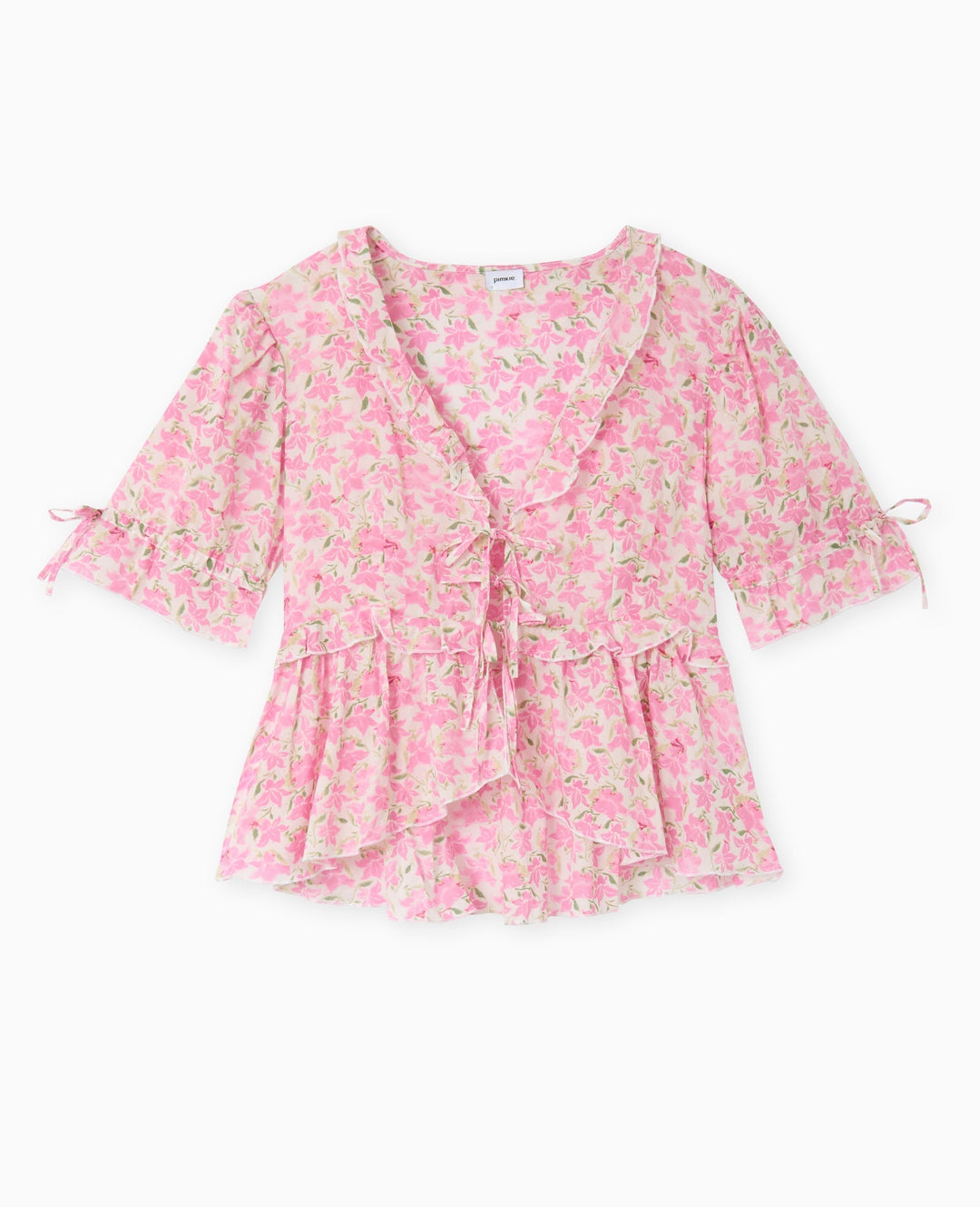 Solenne Floral Blouse | Ruffled V-Neck | Puff Sleeves