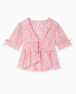 Load image into Gallery viewer, Solenne Floral Blouse | Ruffled V-Neck | Puff Sleeves