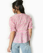 Load image into Gallery viewer, Solenne Floral Blouse | Ruffled V-Neck | Puff Sleeves