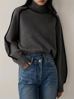 Load image into Gallery viewer, Wool Blend Turtleneck Sweater | Contrast Trim | Relaxed Fit