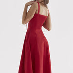 Load image into Gallery viewer, Solenne Floral Corset Midi Dress | Sweetheart Neckline, Slit Skirt, Spaghetti Straps