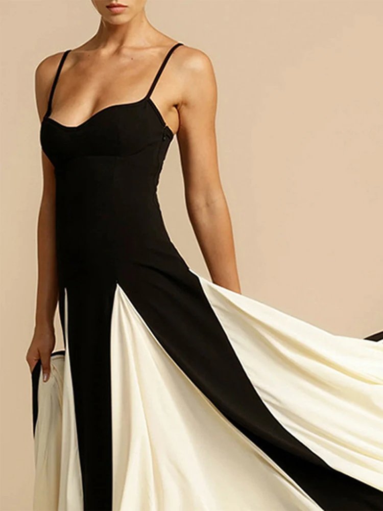 Halo Angélique Maxi Dress | Two-Tone Fit and Flare, Spaghetti Straps