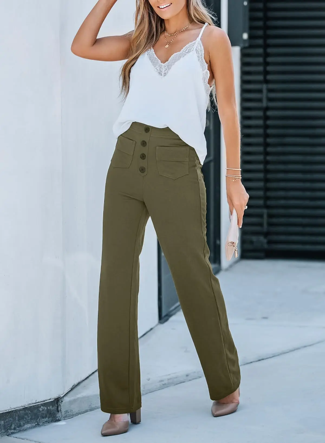 Core Line High-Waist Wide-Leg Trousers with Pocket Detailing