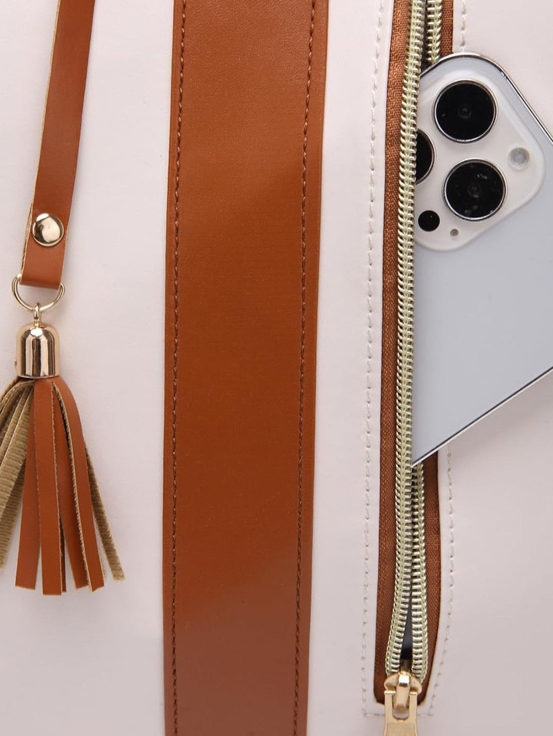 Haven Weekender Duffel Bag | Cream and Tan Travel Holdall