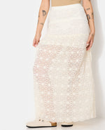 Load image into Gallery viewer, Lace Maxi Skirt | Sheer Overlay and Straight Silhouette